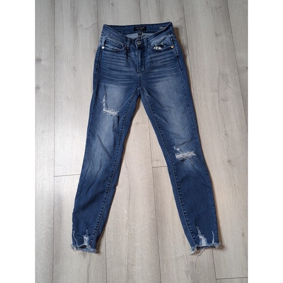 Judy Blue Jeans Women’s Size 1/25 Skinny Fit Raw Hem Distressed - Picture 1 of 13